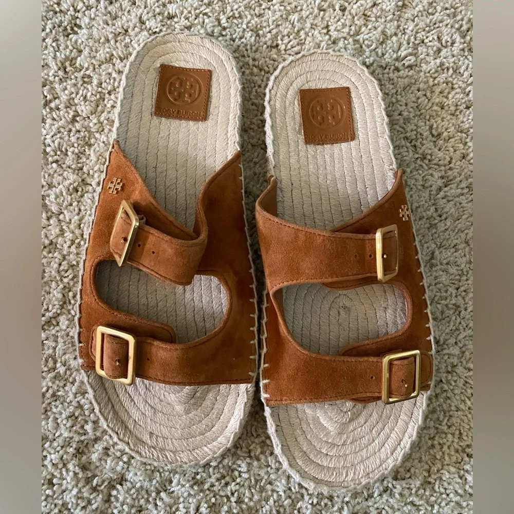 Tory Burch Leather Espadrille Sandals - Picture 1 of 6